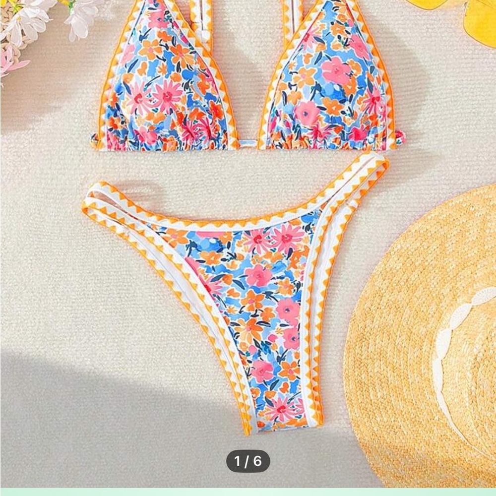 NWT Yellow Bikini with Floral Print
